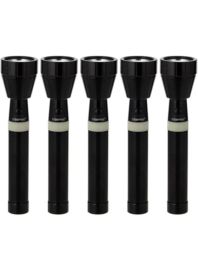 جيباس 5 قطع من مصابيح LED قابلة لإعادة الشحن، إضاءة بيضاء باردة فائقة السطوع، مدى 2000 متر، مصباح محمول عالي الشعاع، مصباح LED مثالي للعمل الليلي والرحلات والتخييم - Image 1