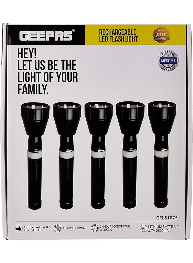 جيباس 5 قطع من مصابيح LED قابلة لإعادة الشحن، إضاءة بيضاء باردة فائقة السطوع، مدى 2000 متر، مصباح محمول عالي الشعاع، مصباح LED مثالي للعمل الليلي والرحلات والتخييم - Image 3