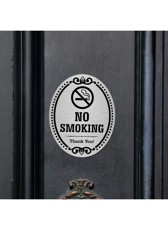 SmartSign Premium No Smoking Thank You Sign For Business & Home 10 Year Warranty ; 4" X 5" Aluminum Metal With Adhesive Backing Sticker Peeloff Or Use Prepunched Holes Silver Black  - Image 4