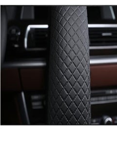 KASTWAVE Car Steering Wheel Cover,Anti-Slip Matte Finish Auto Universal, Genuine Leather, Universal 15 Inch Fit, Odor-Free Embossing Pattern(Black & Brown)  - Image 4