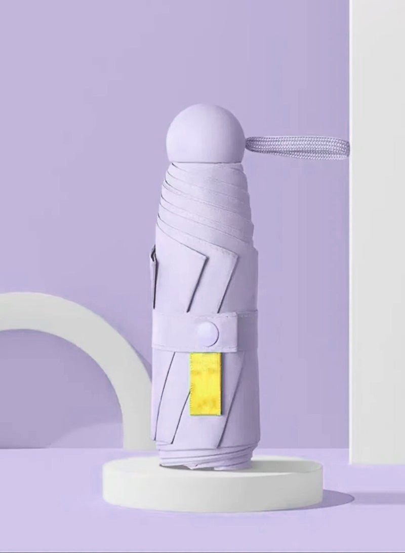 مظلة السفر المظلات المدمجة المحمولة ، جيب ميني للحفظة ، مظلات الأشعة فوق البنفسجية الشمس والمطر الصغيرة لحقيبة الظهر ، مظلة مع حالة طي للأطفال النساء الأرجواني - Image 1