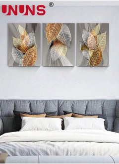 UNUNS Set Of 3 Framed Canvas Wall Arts,Abstract Leaves Pattern Canvas Wall Art For Living Room,Modern Office Wall Pictures Bathroom Home Decorations,30x40cm  - Image 5