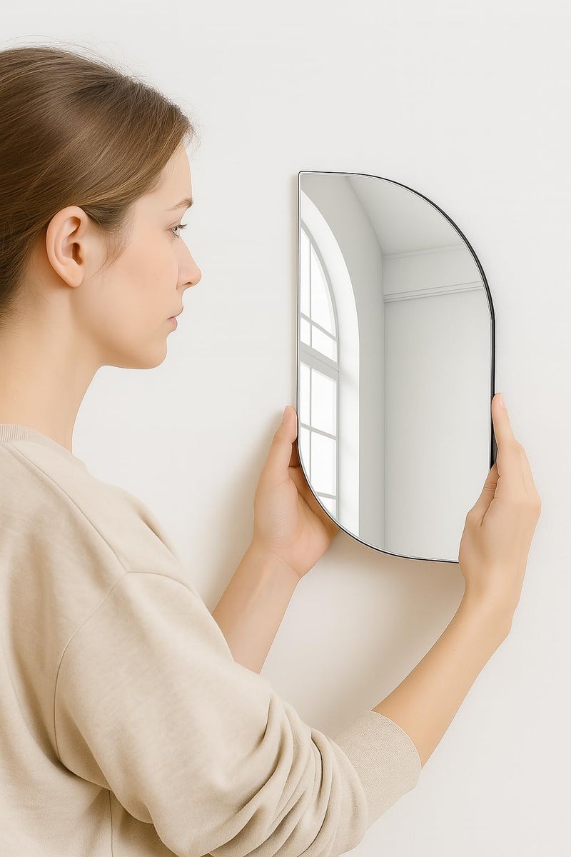 CDM Perfect for The Bedroom, entryway, or Bathroom, This Minimalist Frameless Wall Mirror has Clean, Polished Edges. Simple Interior Design for Modern and Space-Conscious Spaces (1, Oval) - Image 3