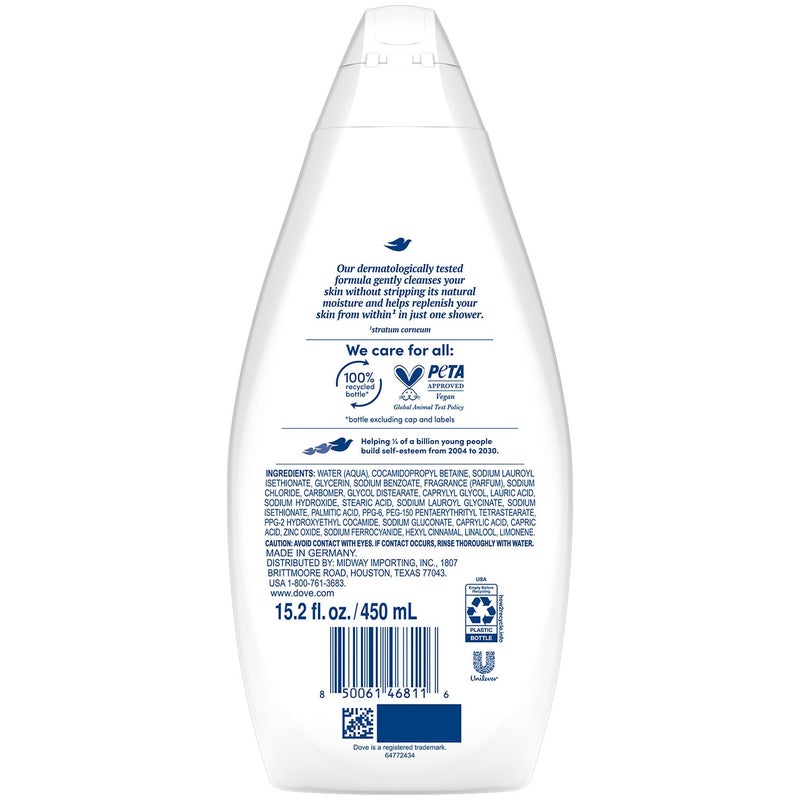 Dove Body Wash, Hydrate 6-Pack â€“ Moisturizing Cleanser for Smooth, Soft Skin, 15.22 Oz Ea - Image 2