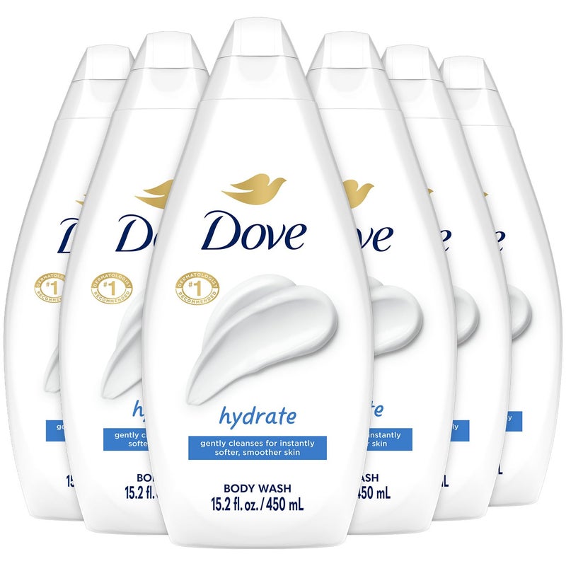 Dove Body Wash, Hydrate 6-Pack â€“ Moisturizing Cleanser for Smooth, Soft Skin, 15.22 Oz Ea - Image 1