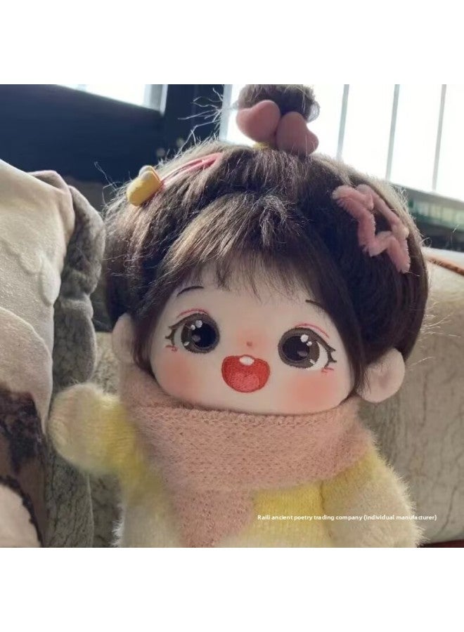 Cotton Doll Plush Doll Girl Millet 20cm Can Be Changed Into A Figure Doll For Girls Lovers Girlfriends Gift-Specifications:Boneless (comes With Dressing Tools + 2 Random Skirts + Blush + Hair Care Solution)-Color:Wanwan (naked Baby) Send Birth Certificate