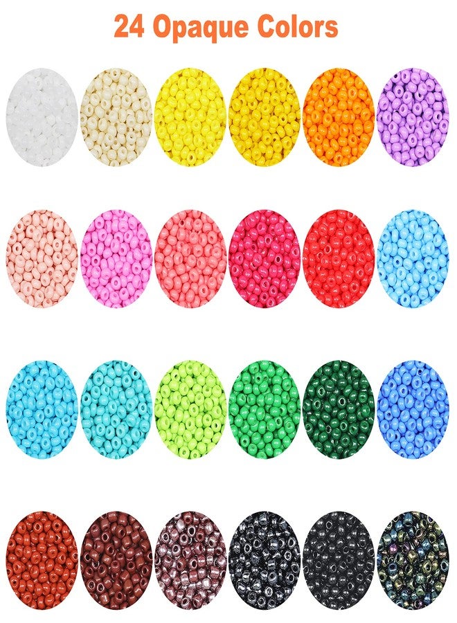 KERGAEN Total 48000pcs Size 2mm Seed Beads for Jewelry Making,12/0 Small Bracelet Beads Craft Beading Kit Set,260pcs Letter Alphabet Beads with Elastic String,Earring Hooks and Claw Clasps - Image 3