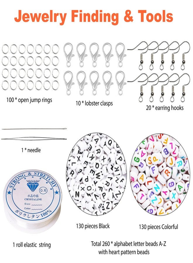 KERGAEN Total 48000pcs Size 2mm Seed Beads for Jewelry Making,12/0 Small Bracelet Beads Craft Beading Kit Set,260pcs Letter Alphabet Beads with Elastic String,Earring Hooks and Claw Clasps - Image 5