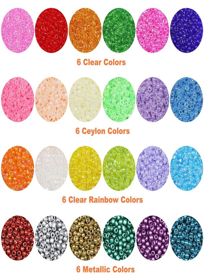 KERGAEN Total 48000pcs Size 2mm Seed Beads for Jewelry Making,12/0 Small Bracelet Beads Craft Beading Kit Set,260pcs Letter Alphabet Beads with Elastic String,Earring Hooks and Claw Clasps - Image 2