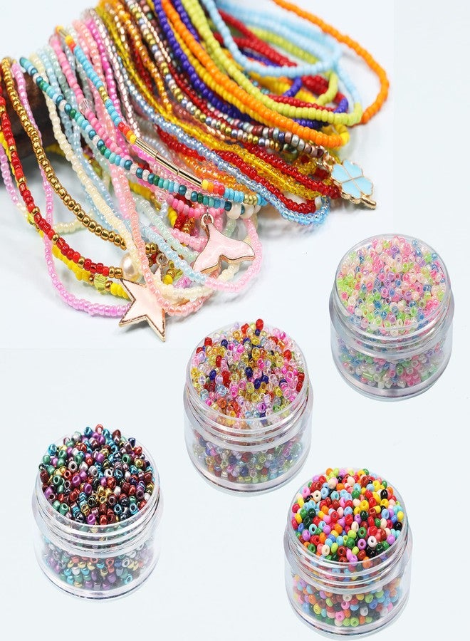 KERGAEN Total 48000pcs Size 2mm Seed Beads for Jewelry Making,12/0 Small Bracelet Beads Craft Beading Kit Set,260pcs Letter Alphabet Beads with Elastic String,Earring Hooks and Claw Clasps - Image 4
