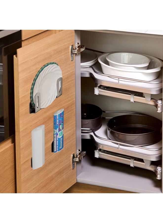 Bukela Under Cabinet Cutting Board Holder - 6 Pcs Cutting Board Holder Pot Lids Rack Storage Stainless Steel Under Shelf Counter Chopping Board(Grey) - Image 4