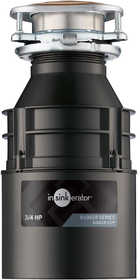 InSinkErator Badger 5XP Garbage Disposal Standard Series 34 HP Continuous Feed Food Waste Disposer Black  Stainless - Image 1