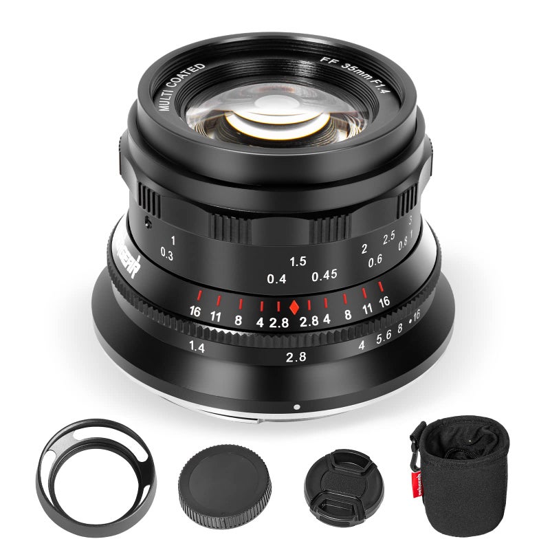 PERGEAR 35mm F14 FullFrame Manual Focus Lens Compatible with Sony EMount Cameras A7 A7II A7III A7R A7RII A7RIII A7RIV A7S A7SII A7SIII A9 A7C A6400 A6000 A6600 A6100 A6500 A6300 Black - Image 2
