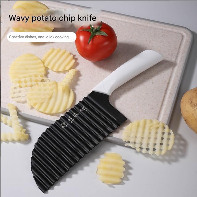FLOXIT Stainless Steel Potato Cutter, Crinkle Choppers French Fries Chips Chopping Knives with Nylon Handle Chopping Knife Carrot Vegetable Salad Waves Cutting (1pcs-Knife Crinkle Cutter) - Image 5