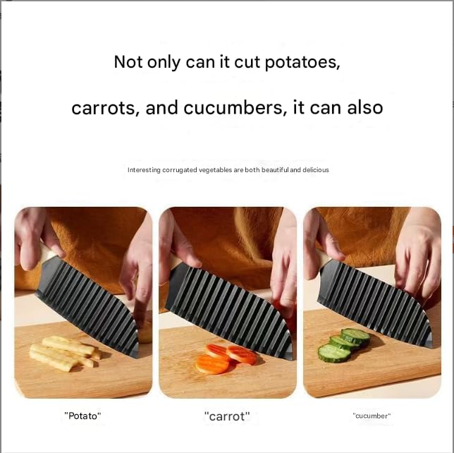 FLOXIT Stainless Steel Potato Cutter, Crinkle Choppers French Fries Chips Chopping Knives with Nylon Handle Chopping Knife Carrot Vegetable Salad Waves Cutting (1pcs-Knife Crinkle Cutter) - Image 3