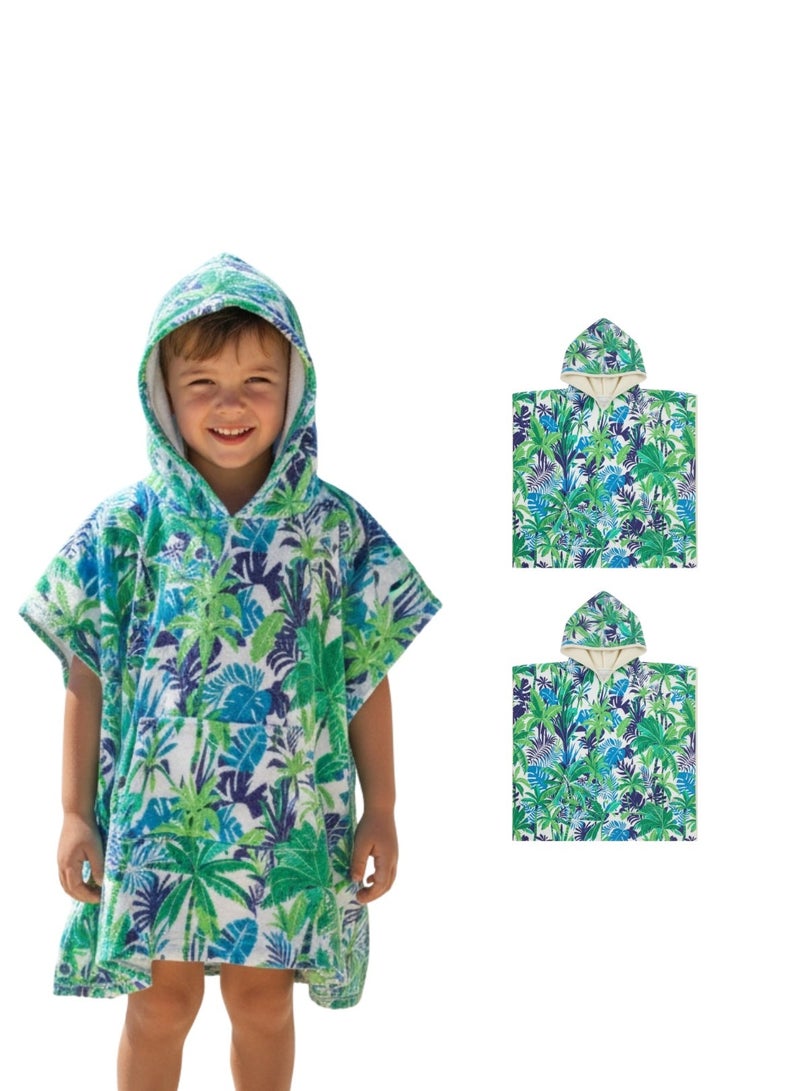 Pearl Coast International Kids Poncho Towel Hooded Pack of 2 – Quick Dry Microfiber Beach Changing Robe for Boys & Girls, Soft Absorbent Swim Cover Up - Image 2