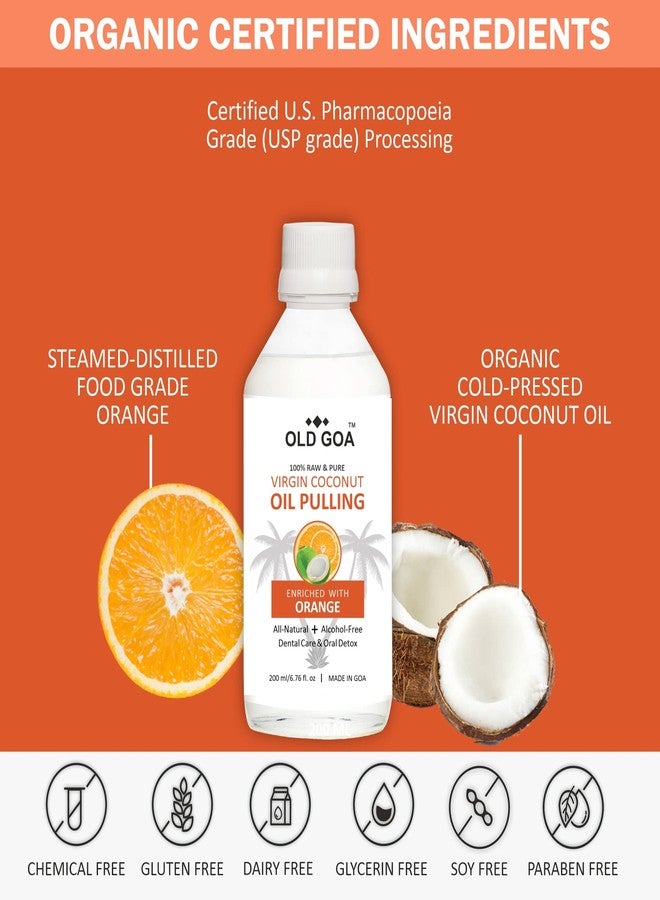 OLDGOA Coconut Oil Pulling Mouthwash | Cold Pressed Virgin Coconut Oil | Ayurvedic Mouthwash | For Healthy Teeth & Gums, Bad Breath, Teeth Whitening, Fresh Breath | Oral & Dental Care | 200ML, Orange - Image 2