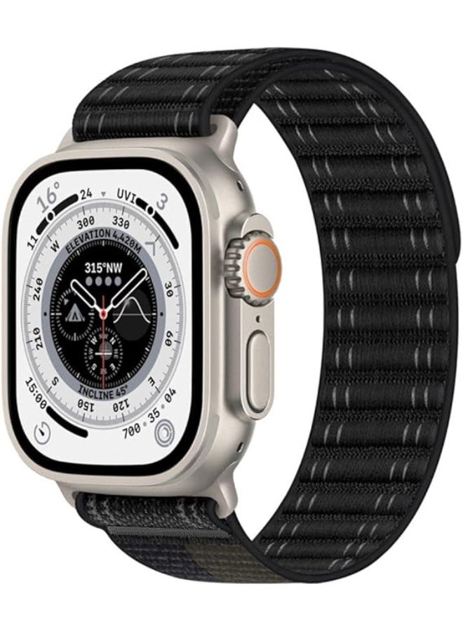 متوافق مع حزام ساعة أبل 46 مم 45 مم 44 مم 49 مم للرجال ، حزام حلقة الرياضة المتمحورة لسلسلة IWatch 11 10 9 8 7 6 5 4 3 / SE 2 / SE 3 / Ultra 3/2 ، حزام نسيج نايلون قابل للتنفس - Image 5