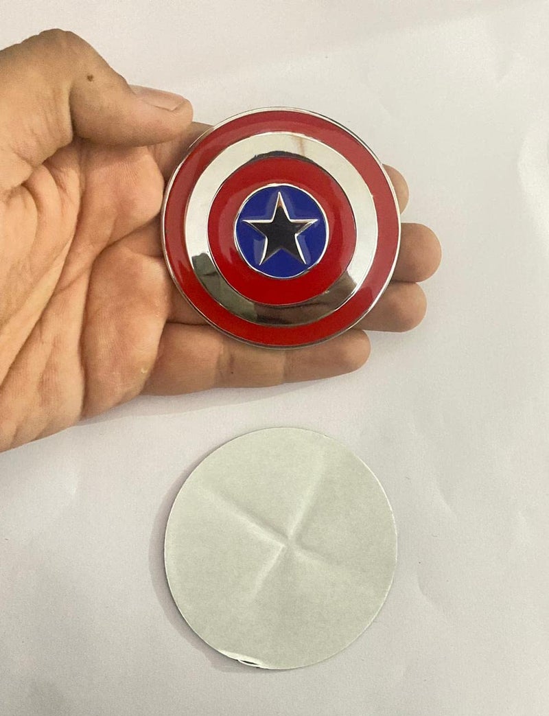 AUTO MT Emblems for Car & Bike Metal Lo.go and Grill Me.tal Lo.go, Auto Accessories for Car Emblem 3D Badge Auto Racing Sport Sticker Grand Tourer Decal. (Captain America Big Metal Sticker) - Image 2