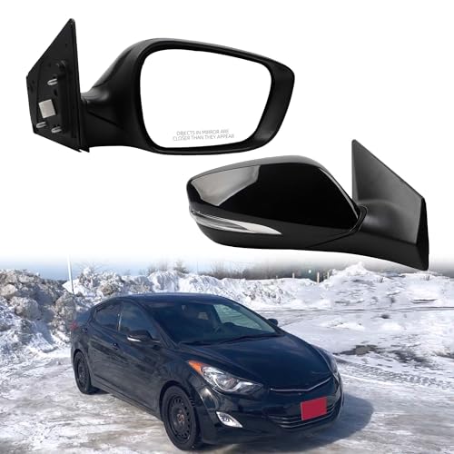 Dasbecan Right Passenger Side Mirror Compatible With 2011-2013 Hyundai Elantra Rear view Mirror Black With Manual Folding/Heated/Power Adjustment/Turn Signal Replace# HY1321178 (6Pin) - Image 1