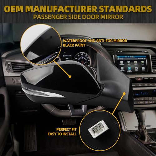 Dasbecan Right Passenger Side Mirror Compatible With 2011-2013 Hyundai Elantra Rear view Mirror Black With Manual Folding/Heated/Power Adjustment/Turn Signal Replace# HY1321178 (6Pin) - Image 5