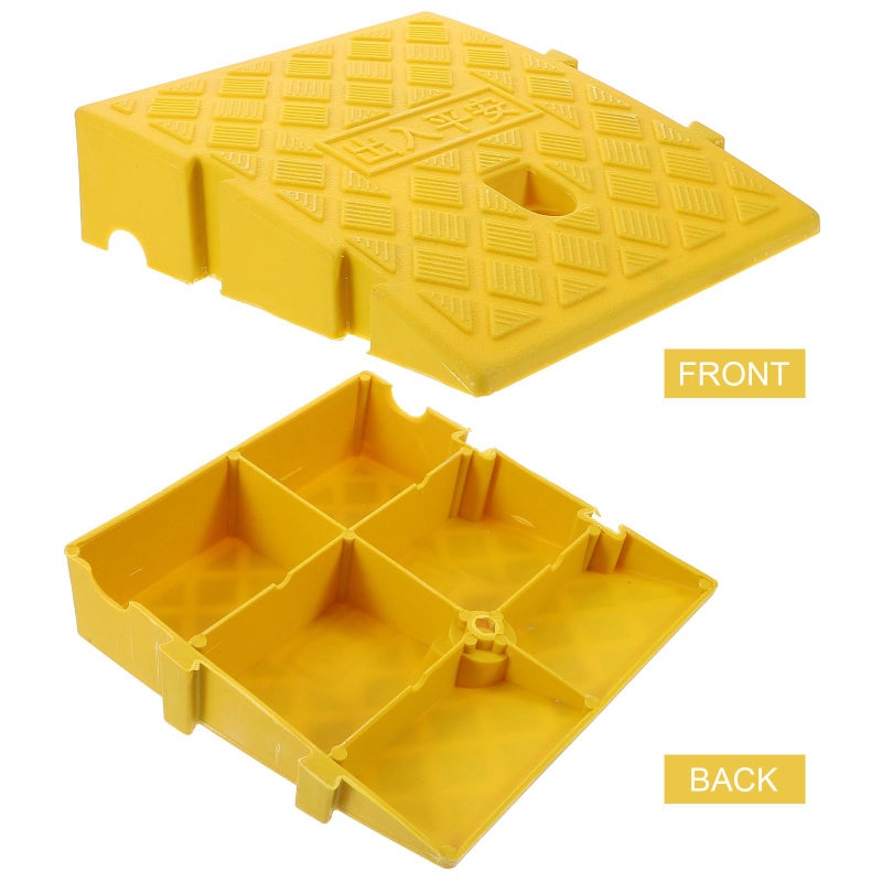 Yellow Plastic Curb Ramp 25x27x7cm Lightweight Threshold Ramp for Wheelchair Motorcycle Loading Dock - Image 4