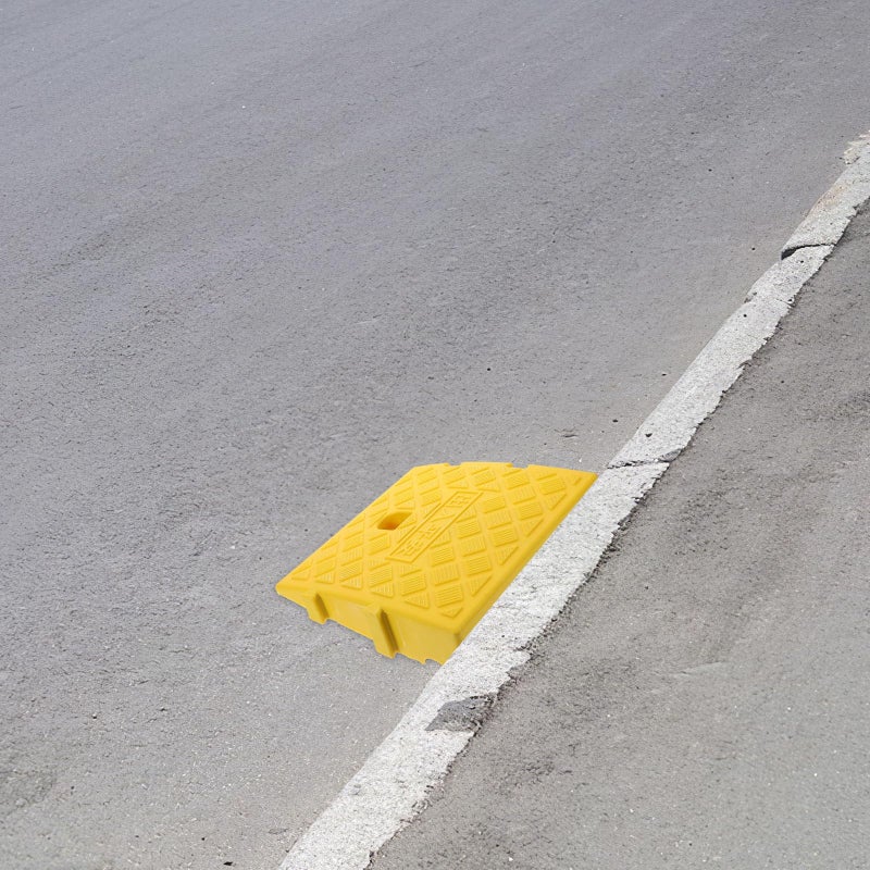 Yellow Plastic Curb Ramp 25x27x7cm Lightweight Threshold Ramp for Wheelchair Motorcycle Loading Dock - Image 5