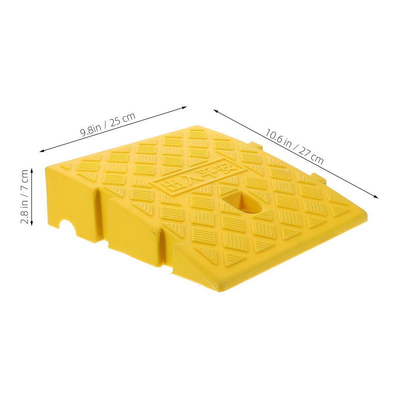 Yellow Plastic Curb Ramp 25x27x7cm Lightweight Threshold Ramp for Wheelchair Motorcycle Loading Dock - Image 3