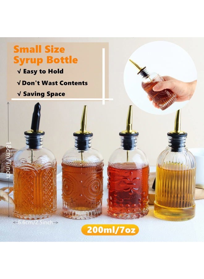Shining Craft Coffee Syrup Dispenser Bottles Set 4 Packs 7 Oz Simple Small With Metal Pour Spout And Labels For Syrups,Sc055 (4 Pack) - Image 4