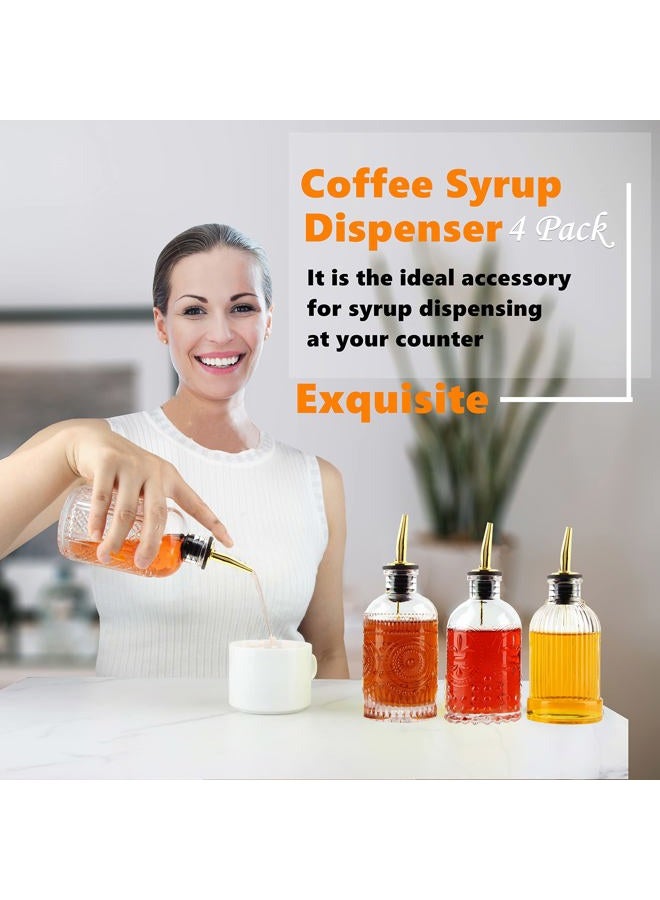 Shining Craft Coffee Syrup Dispenser Bottles Set 4 Packs 7 Oz Simple Small With Metal Pour Spout And Labels For Syrups,Sc055 (4 Pack) - Image 2