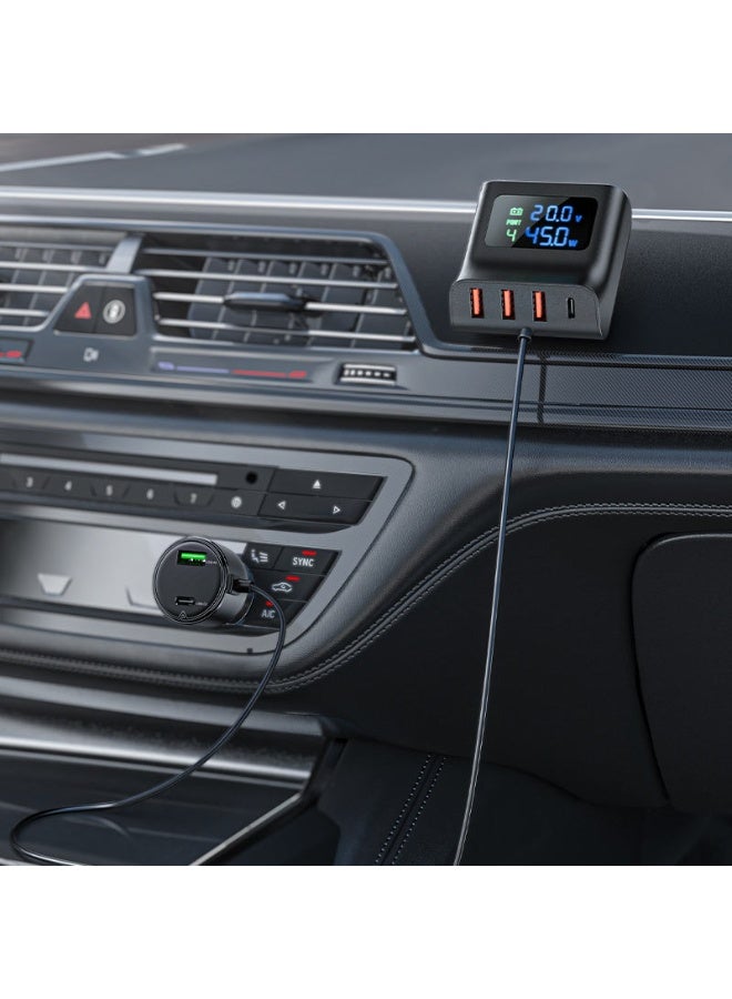 ACEFAST Fast Charge 138W Car HUB Charger B11,1USB-C & 3USB-A, Digital display shows charging voltage - Black, Suitable for phones / tablets / game consoles / laptops - Image 3