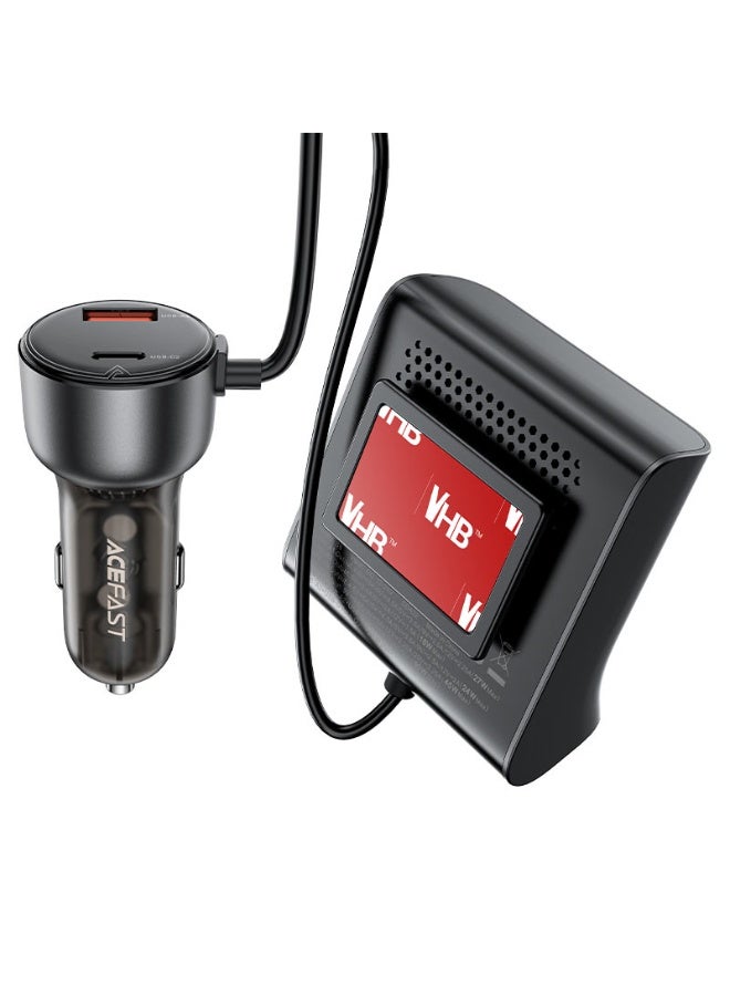 ACEFAST Fast Charge 138W Car HUB Charger B11,1USB-C & 3USB-A, Digital display shows charging voltage - Black, Suitable for phones / tablets / game consoles / laptops - Image 4