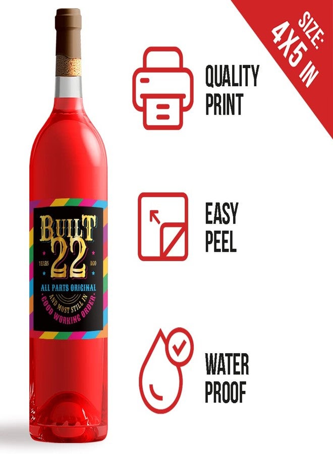 Paintio 22nd Birthday Wine Labels - Wine Bottle Stickers Birthday Supplies for 22 Years Old Happy Birthday Party - Gift Idea for Birthday Anniversary - 22nd Birthday Party Decorations [Set of 6] - Image 2