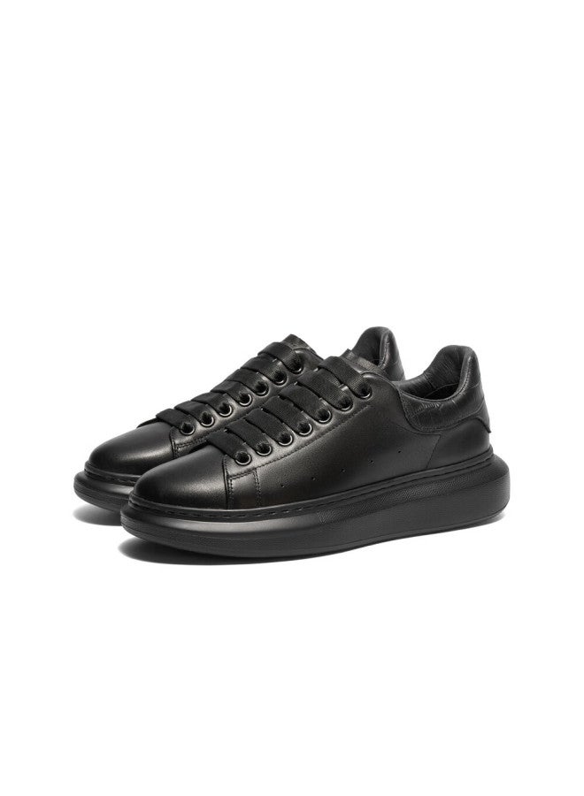 Belle Contrasting Color White Sneakers For Men, Cowhide Comfortable Thick-soled Casual Skateboard Shoes A1160cm3, Black, Size 42 - Image 5