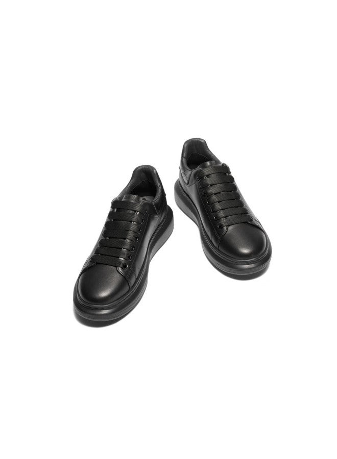 Belle Contrasting Color White Sneakers For Men, Cowhide Comfortable Thick-soled Casual Skateboard Shoes A1160cm3, Black, Size 42 - Image 2