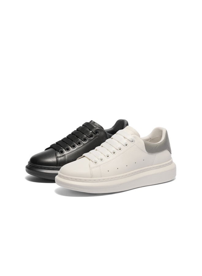 Belle Contrasting Color White Sneakers For Men, Cowhide Comfortable Thick-soled Casual Skateboard Shoes A1160cm3, Black, Size 42 - Image 4
