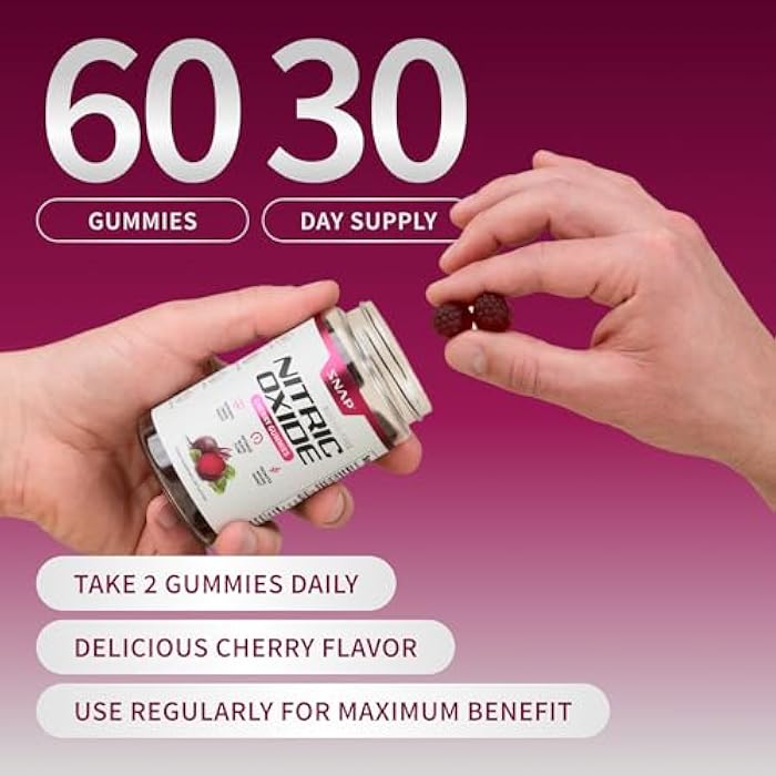 Snap Supplements Nitric Oxide Beet Root Gummies – Beet Root Supplement with Pomegranate Powder Supports Healthy Circulation & Natural Energy, 60 Sugar-Free Gummies (1 Month Supply), Cherry - Image 5