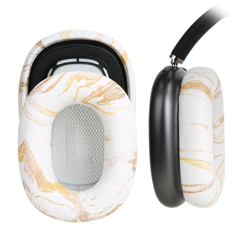 Earrock Ear Cushion Pads for AirPods Max Earpads Replacement with Protein Leather Memory Foam and Magnet Gorgeous and Luxury Style with White Gilding Pattern - Image 1
