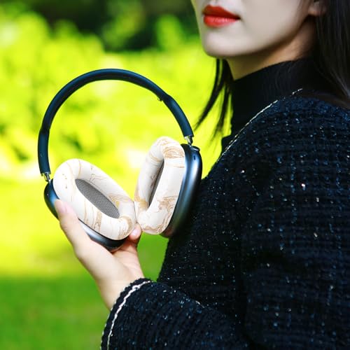 Earrock Ear Cushion Pads for AirPods Max Earpads Replacement with Protein Leather Memory Foam and Magnet Gorgeous and Luxury Style with White Gilding Pattern - Image 3