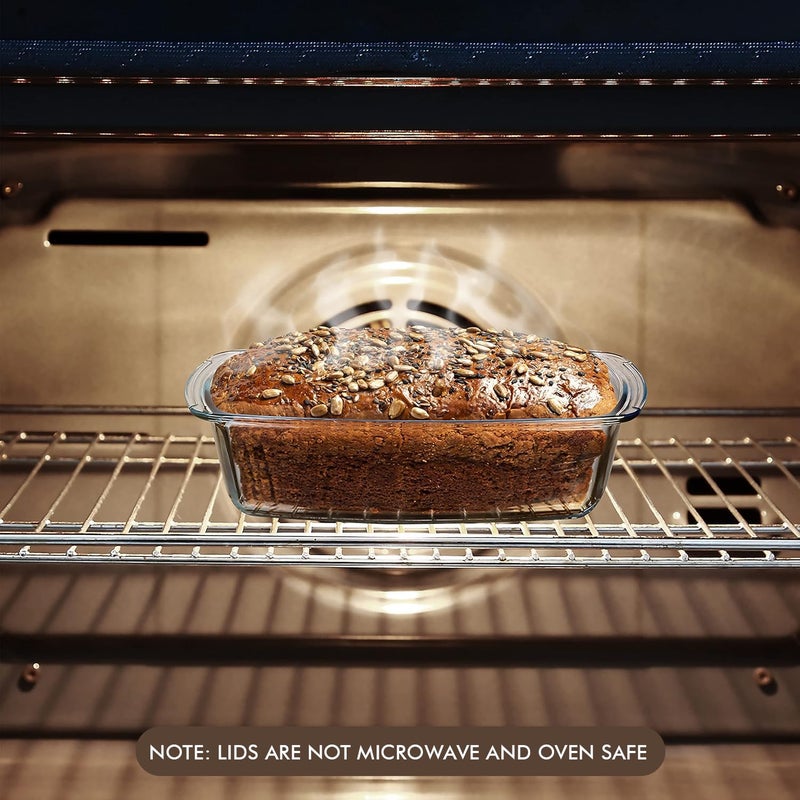 Razab LARGE 7.6 Cups/1800 ML/1.9 Qt Glass Loaf Pan with Lids - Meatloaf Pan BPA free Airtight Lids Grip Handle Easy Carry, Microwave and Oven Safe - Loaf Pans For Baking Bread, Cakes, Glass Loaf Pan - Image 4