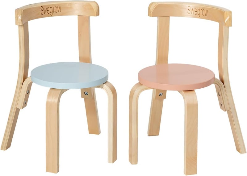 Swegrow Wooden Kids Chair, Toddler Chair for Table, Kids Stackable Chairs, Kid Wooden Furniture for Family/Playroom/Classroomï¼ˆSet of 2-Colorï¼‰ - Image 1
