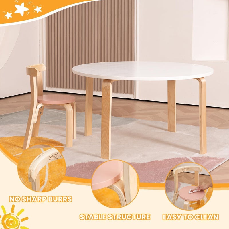 Swegrow Wooden Kids Chair, Toddler Chair for Table, Kids Stackable Chairs, Kid Wooden Furniture for Family/Playroom/Classroomï¼ˆSet of 2-Colorï¼‰ - Image 4