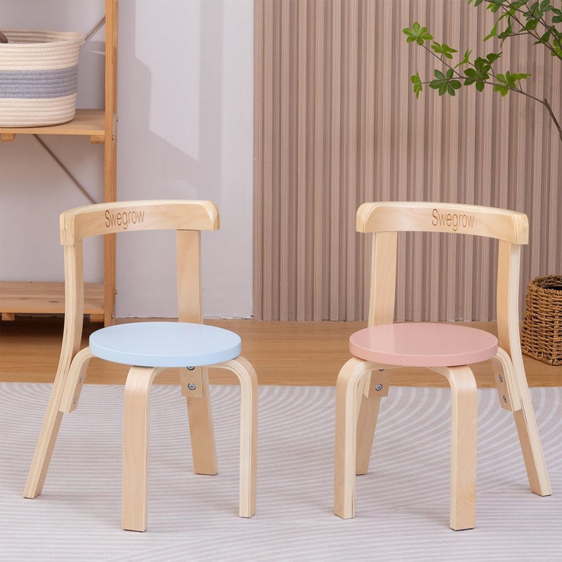Swegrow Wooden Kids Chair, Toddler Chair for Table, Kids Stackable Chairs, Kid Wooden Furniture for Family/Playroom/Classroomï¼ˆSet of 2-Colorï¼‰ - Image 2