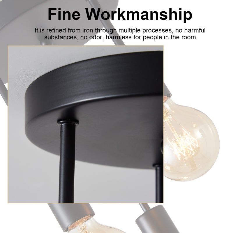 AC 110-120V Retro 3 Heads Chandelier Hanging Pendant Lamp E26 Base Socket Holder for Living Room Bedroom Study Room Cafe Shop - Image 5