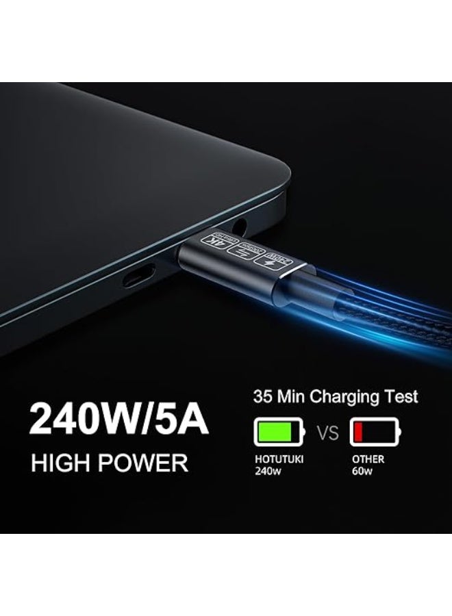 كابل USB-C إلى USB-C قصير – شحن سريع 240 واط، نقل بيانات 20Gbps، ودعم فيديو 4K@60Hz – كابل تايب C لأجهزة اللابتوب والموبايل والشاشات