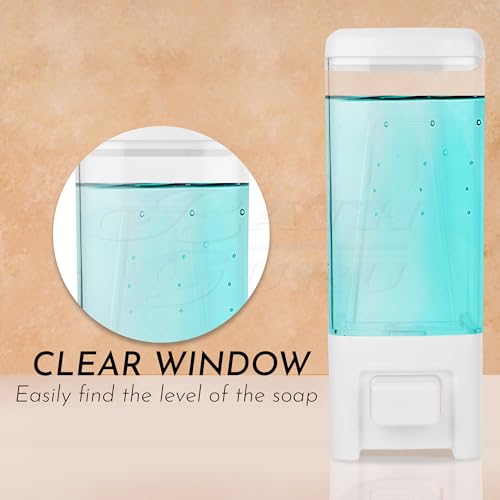 BATH GURU ABS Plastic Manual Push Wall-Mounted Liquid Soap Dispenser for Wash Basin | Bathroom | Kitchen | Restroom, (500 Ml, White) - Image 4