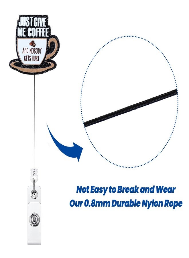 BVIIE Just Give Me Coffee and Nobody Gets Hurt Funny Nurse Badge Reel, RN Badge Buddy, Cute ID Name Work Badge Holder with Retractable Clip for LPN CNA MA Nurse Doctor Nursing Student and Medical Workers - Image 5