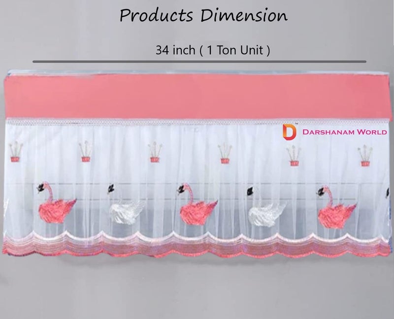 DARSHANAM WORLD Premium Work Indoor AC Dust Protection Cover Designer Summer Ac Cover for (Small size)1 Ton (34 X 12 X 9 inch ) (PINK DUCK 1) - Image 4