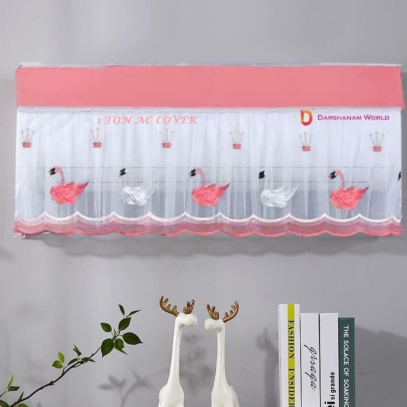 DARSHANAM WORLD Premium Work Indoor AC Dust Protection Cover Designer Summer Ac Cover for (Small size)1 Ton (34 X 12 X 9 inch ) (PINK DUCK 1) - Image 1