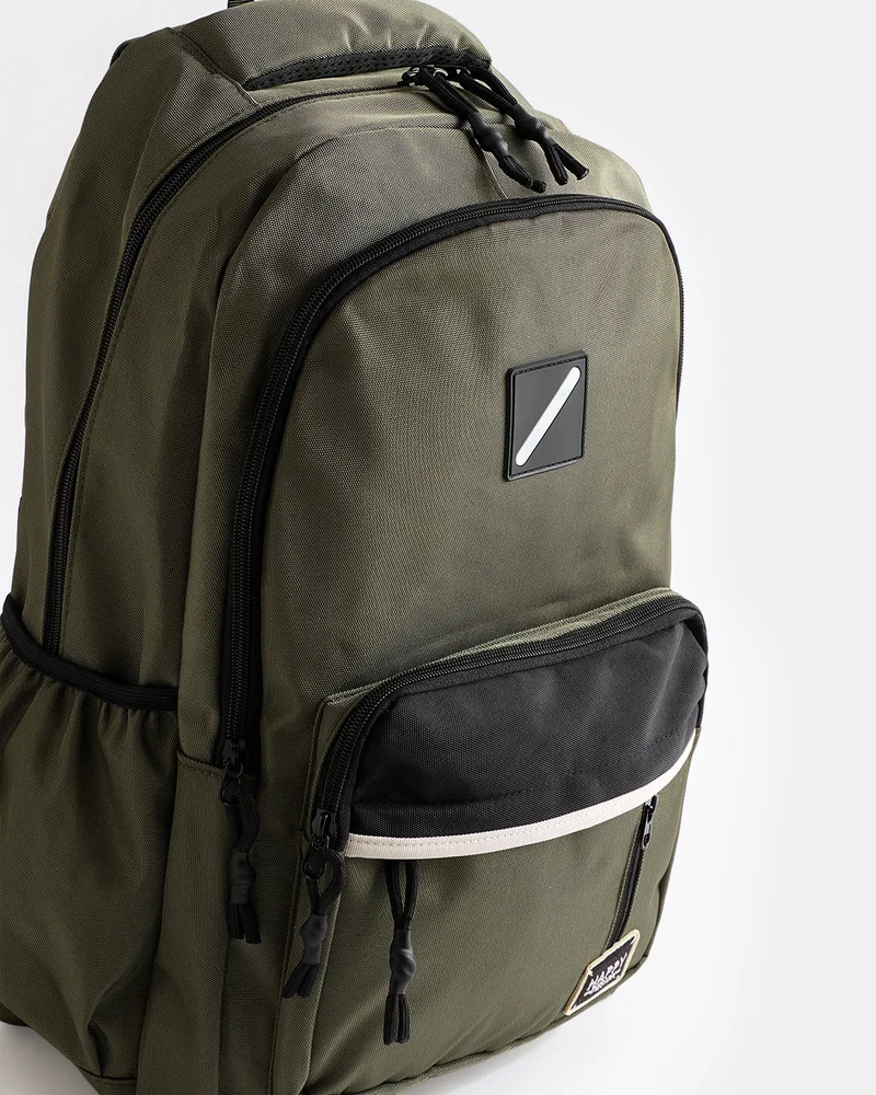 REDTAG Dark Olive Backpack With White Patch